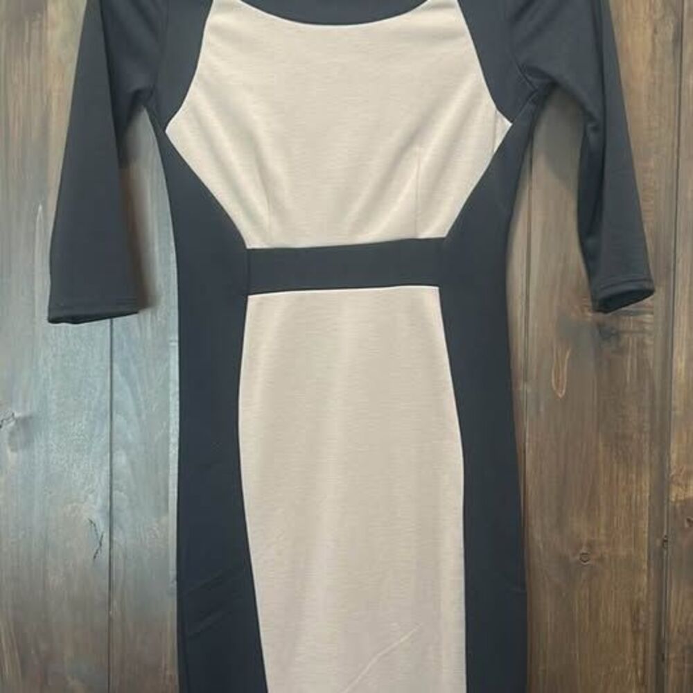 M5 Alloy Apparel Black Beige Color Block Dress Small